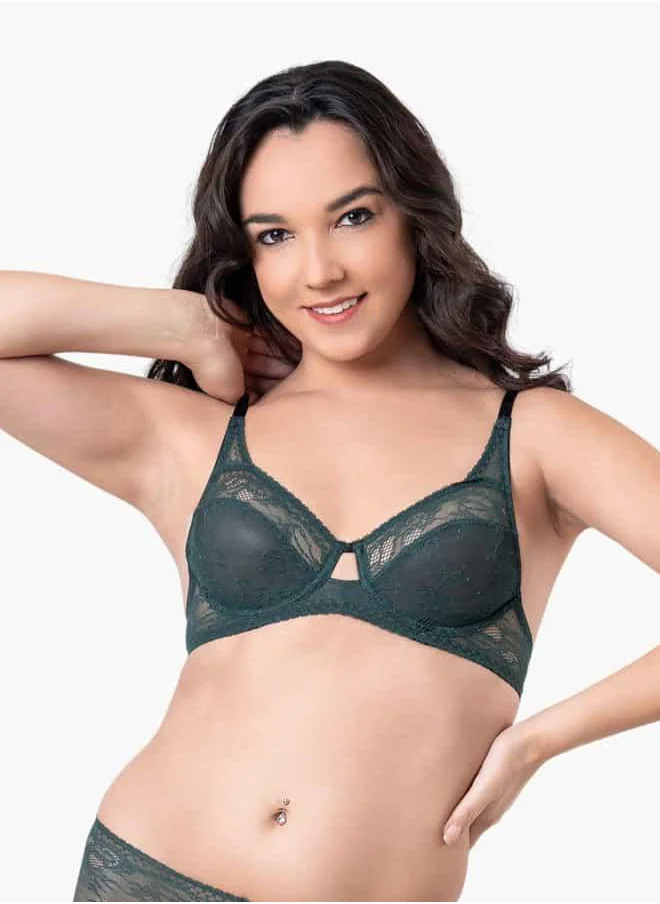 أدريا Wired Non Padded Lace Bra For Female