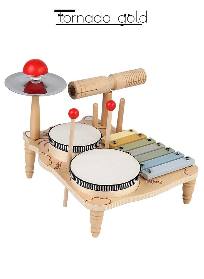 تورنيدو جولد مجموعة الآلات الموسيقية للأطفال مرحلة الموسيقى لعب مونتيسوري الخشبية للأطفال الآلات الإيقاعية للأطفال ألعاب الطبل المضرب باليد - Image 5