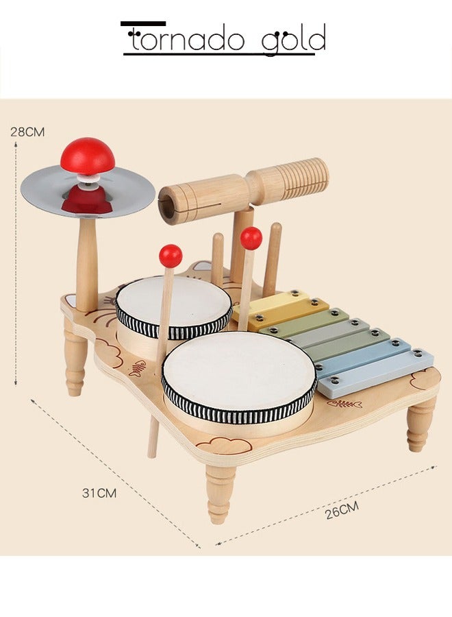تورنيدو جولد مجموعة الآلات الموسيقية للأطفال مرحلة الموسيقى لعب مونتيسوري الخشبية للأطفال الآلات الإيقاعية للأطفال ألعاب الطبل المضرب باليد - Image 4