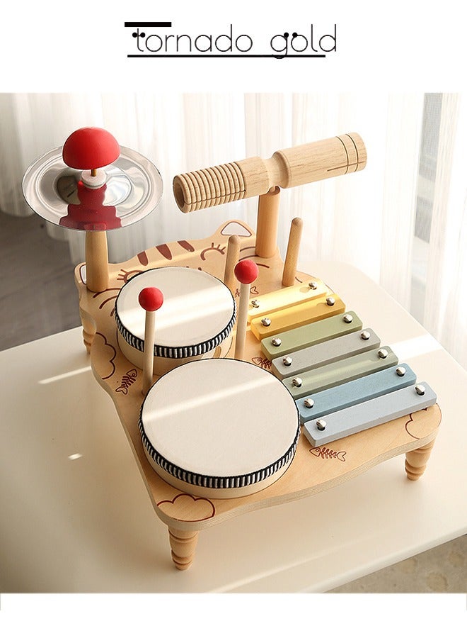 تورنيدو جولد مجموعة الآلات الموسيقية للأطفال مرحلة الموسيقى لعب مونتيسوري الخشبية للأطفال الآلات الإيقاعية للأطفال ألعاب الطبل المضرب باليد - Image 1