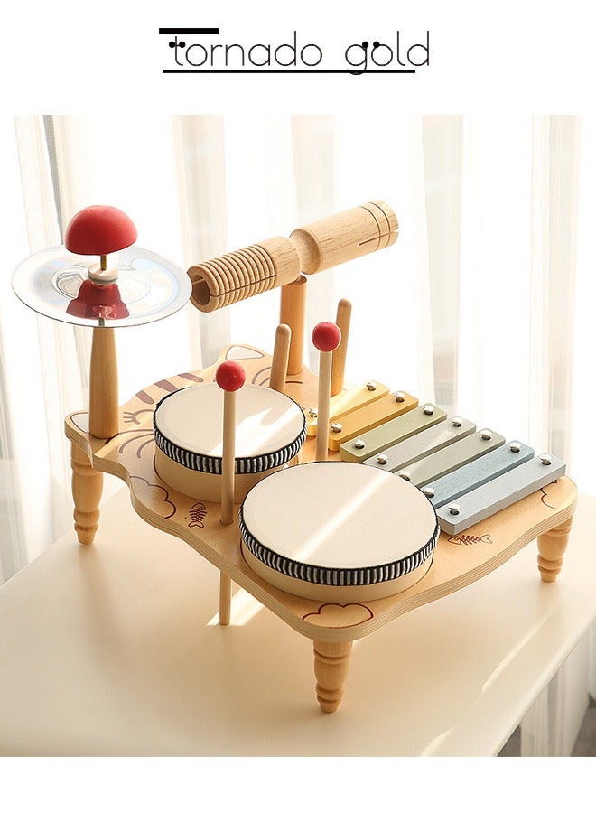 تورنيدو جولد مجموعة الآلات الموسيقية للأطفال مرحلة الموسيقى لعب مونتيسوري الخشبية للأطفال الآلات الإيقاعية للأطفال ألعاب الطبل المضرب باليد - Image 2