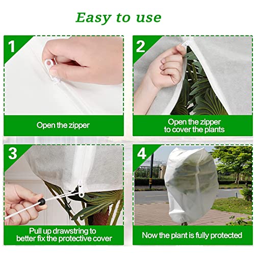 LHongL Plant Covers Freeze Protection-70"W x70"H Extra Large Frost Blankets for Outdoor Plants, 2.4oz/yd² Heavy-Duty Christmas Tree Covers with Zipper & Drawstring – Reusable Winter Plant Freeze Cloth - Image 5