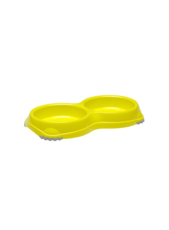 Moderna Smarty Double Bowl for Pets,Food & Water Dish | Compact & Durable | Yellow | 2 x 200ML - Image 1
