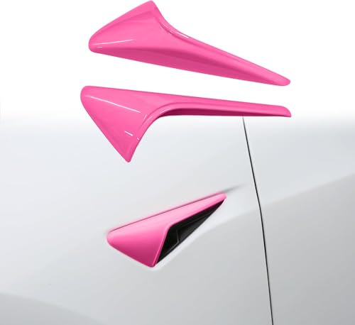 Tesheer for Red Tesla Car Door Handle Covers for 20242025 Model 3 with HW 40 Camera Covers for Model 3 Highland Side Mirror Trim Strips for Tesla Model 3 Accessories Model 3 HW40 Fuchsia - Image 3