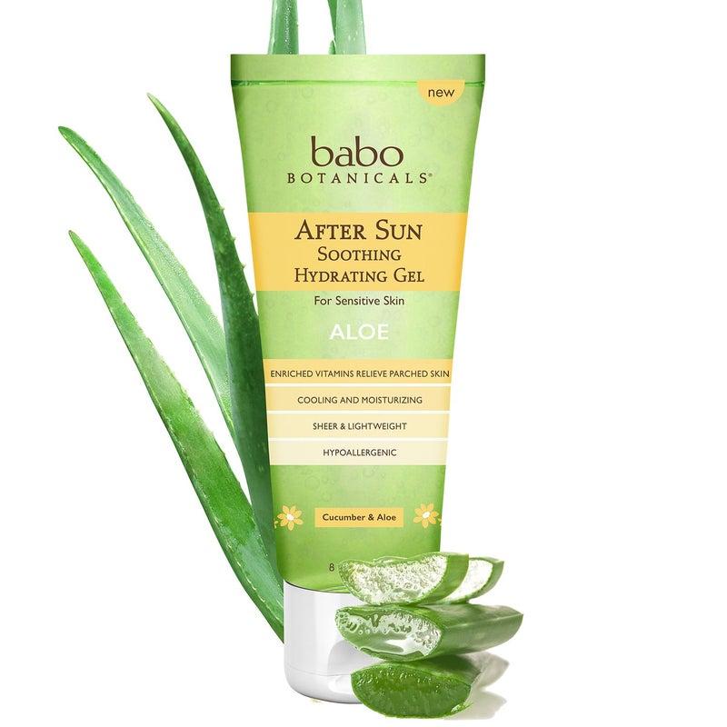 Babo Botanicals After Sun Soothing Hydrating Aloe Vera Gel With Natural witch Hazel and Cucumber Vegan For Babies Kids or Sensitive Skin  8 oz