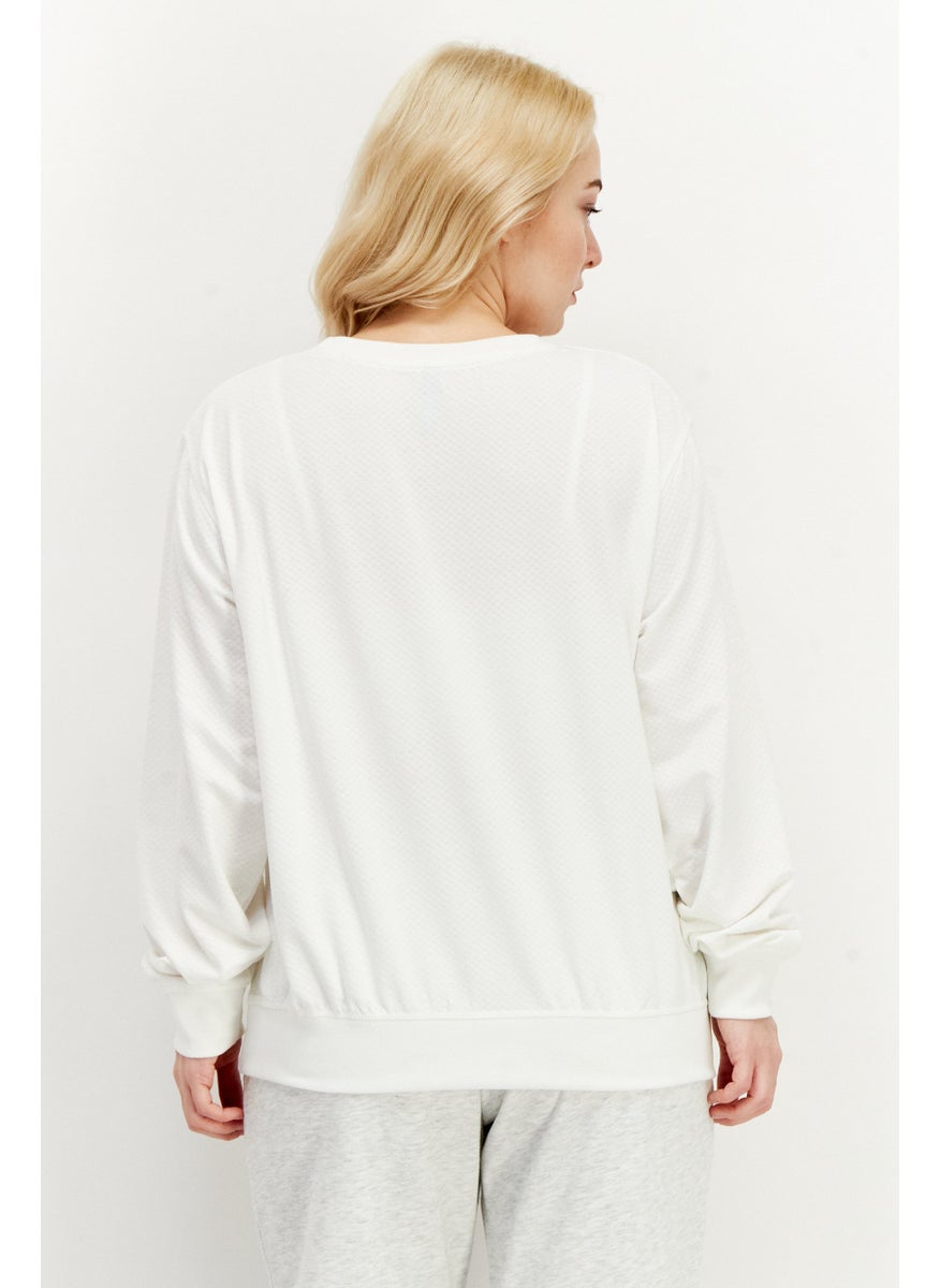 O'NEILL Women Crew Neck Long Sleeve Textured Sweatshirt, White  - Image 3
