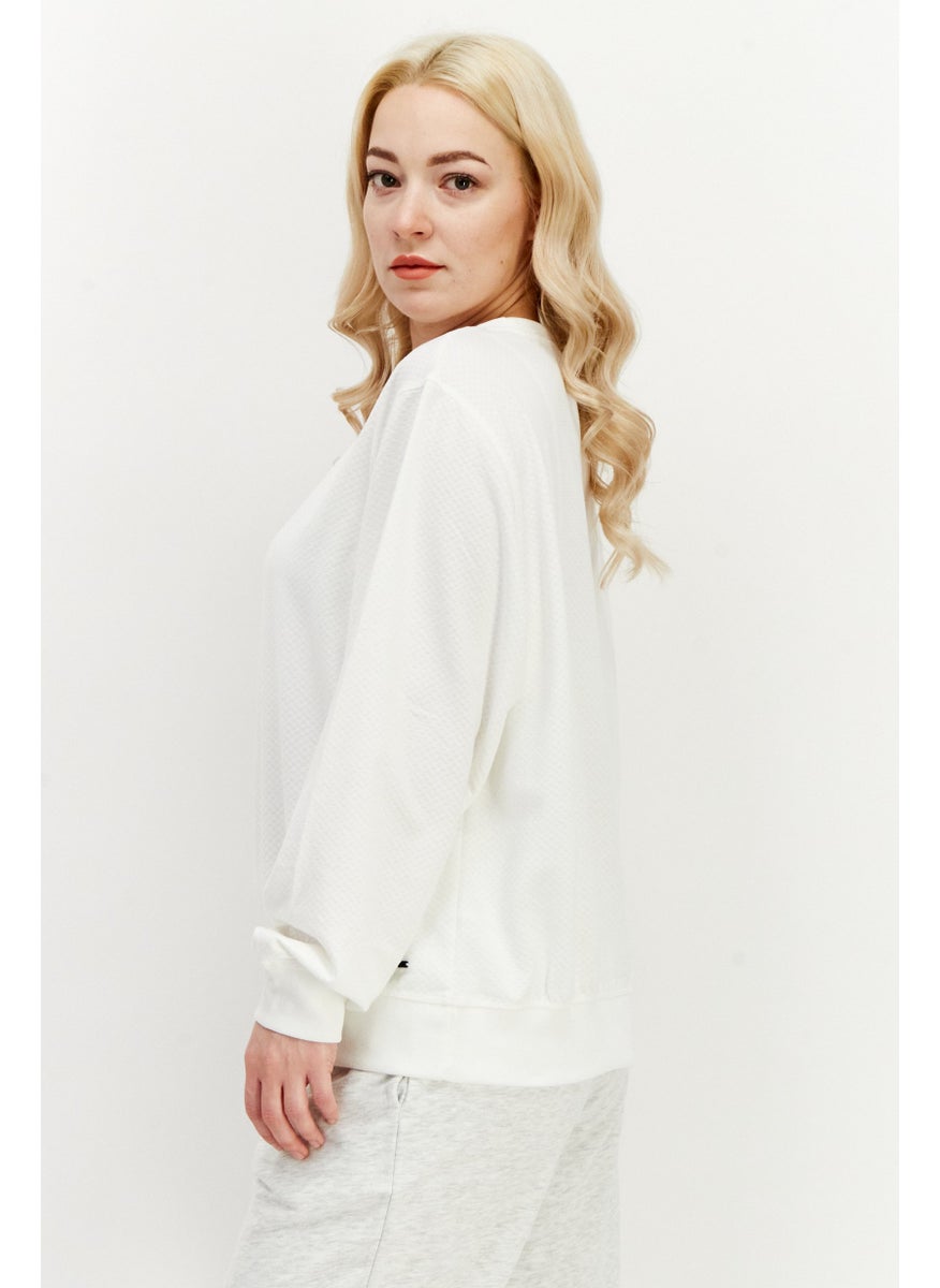 O'NEILL Women Crew Neck Long Sleeve Textured Sweatshirt, White  - Image 2