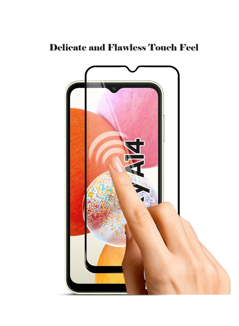 Techie حماية شاشة زجاجية مقساة 9D كاملة التغطية بصلابة 9H عالية الدقة لهاتف سامسونج جالاكسي A14 5G - مضادة للخدوش، مضادة لبصمات الأصابع، وتقنية خالية من الفقاعات - Image 4