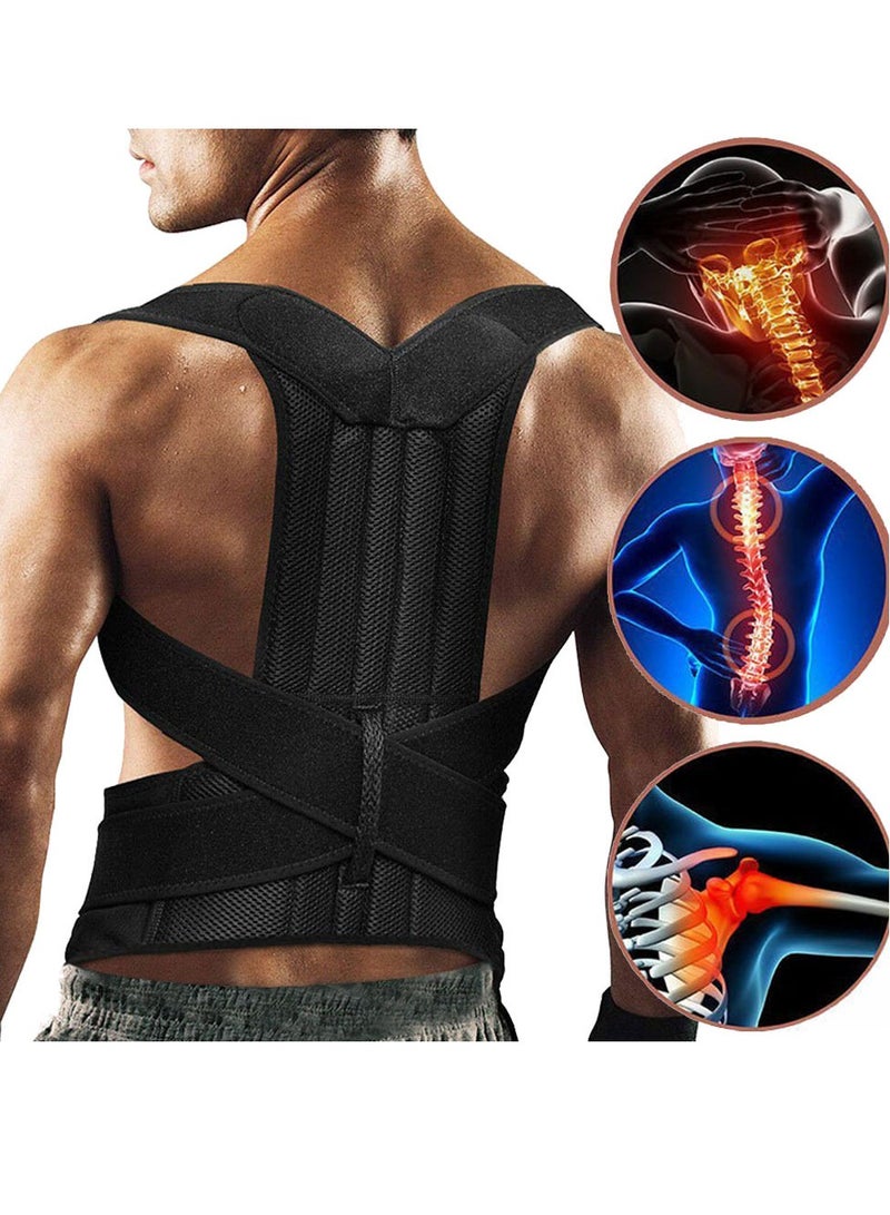 DURKU Posture Corrector for Women and Men, Breathable Back Straightener, Adjustable Back and Shoulder Brace for Rounded Shoulders (M, Black)  - Image 1