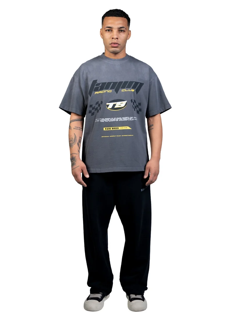 Tanjim Squad GREY TS RACING ACID WASH T-SHIRT-GREY for Men | Best Price UAE