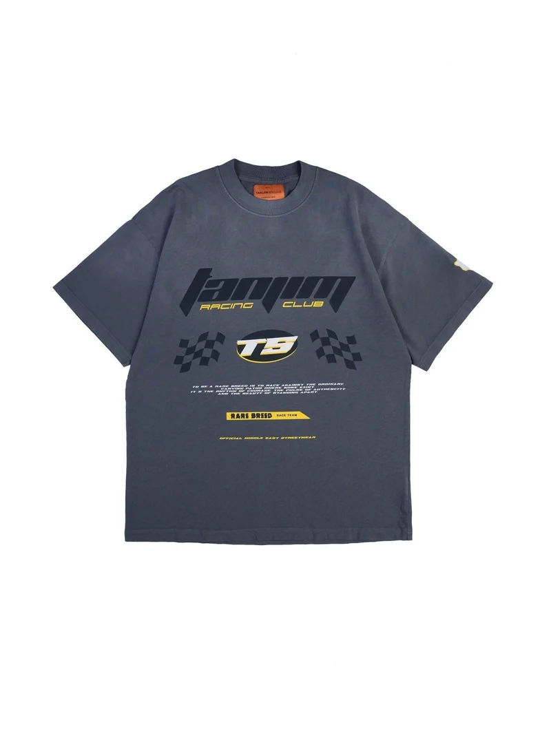 Tanjim Squad GREY TS RACING ACID WASH T-SHIRT-GREY for Men | Best Price UAE