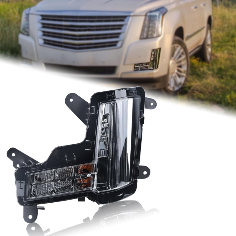 Duolctrams LED Fog Light Turn Signal Light WITH CRASH IMMINENT BRAKING Assembly Compatible for 20152020 Cadillac Escalade ESV Daytime Running Light DRL Left Driver Side 84575577 GM2530139