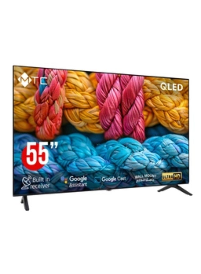 إم تي سي تلفزيون جوجل الذكي QLED UHD مقاس 55 بوصة، مزود بجهاز استقبال مدمج وتحكم صوتي، يتضمن حامل جداري – QMT55UH700GO - Image 2