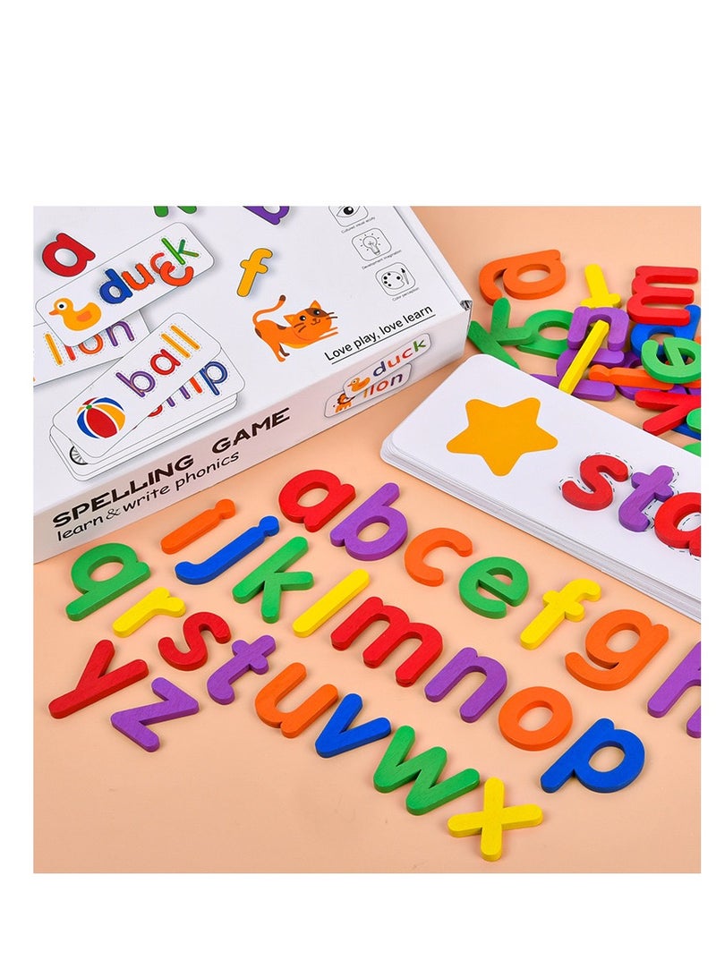 Beauenty Reading  Spelling Learning Toy, Color Wooden Letters Flash Cards Sight Words Matching ABC Alphabet Recognition Game Preschool Educational Tool Set for 3 4 5 Years Old Boys and Girls Kids. Included 2 - Image 2