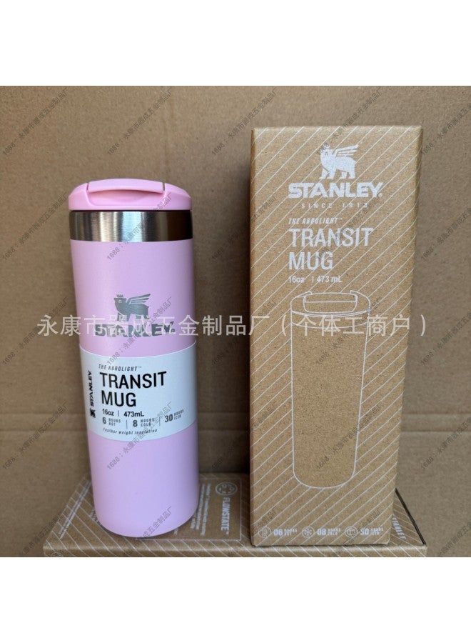 ستانلي 16oz ستريت ثيرموس كوب، ساكورا بينك، 473ml زجاجة ماء محمولة فائقة الخفة