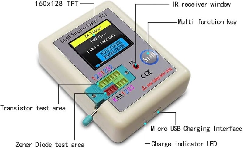 TC1 Display Multifunctional TFT Backlight Transistor Tester Kit for Diode Triode Capacitor Resistor - Image 5