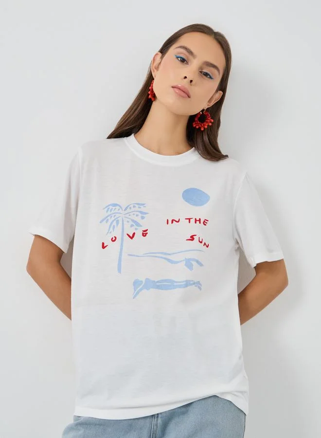 Take Two Graphic Print Oversized T-Shirt