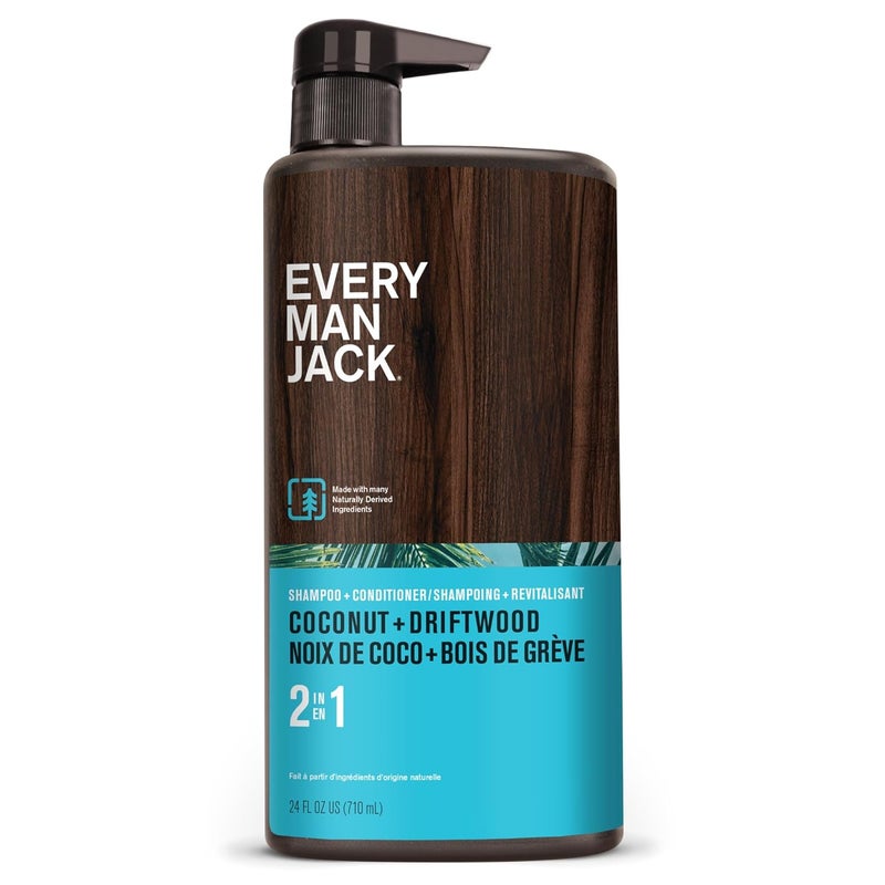 Every Man Jack 2in1 Daily Shampoo  Conditioner  Coconut  Driftwood  Nourishing For All Hair Types Naturally Derived CrueltyFree Shampoo and Conditioner Set for Men  24oz 1 Bottle