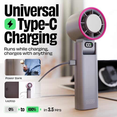 NUUK BFF Personal Hand Fan, 13000 RPM with IceTouch™ | 3600 mAh USB Rechargeable Battery [Up to 10H] | Portable Mini Fan | 100-Speed Dial | For Travel, Office, Makeup & Outdoor | 12-Month Warranty - Image 4
