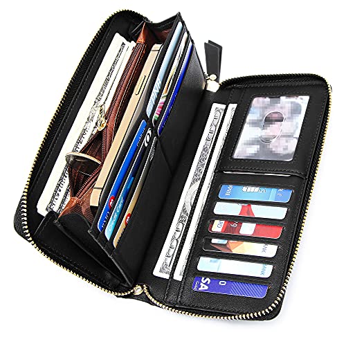 GEEAD Wristlet Wallets for Women PU Leather RFID Blocking Zip Around Long Phone Clutch Wallet - Image 3