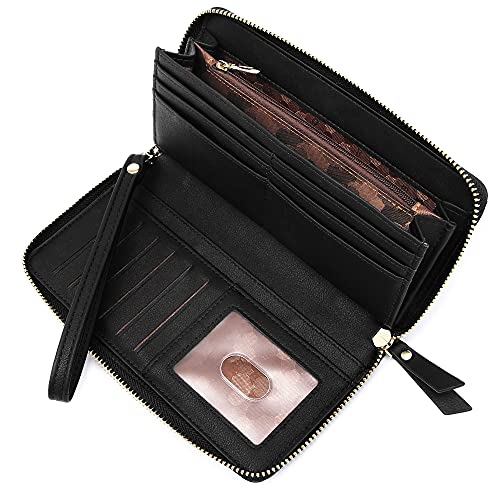 GEEAD Wristlet Wallets for Women PU Leather RFID Blocking Zip Around Long Phone Clutch Wallet - Image 2