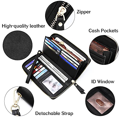 GEEAD Wristlet Wallets for Women PU Leather RFID Blocking Zip Around Long Phone Clutch Wallet - Image 5