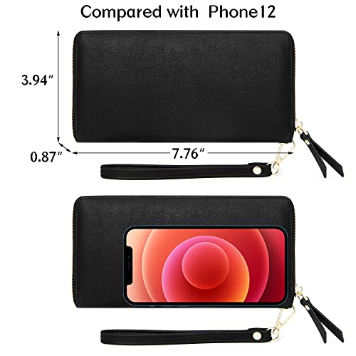 GEEAD Wristlet Wallets for Women PU Leather RFID Blocking Zip Around Long Phone Clutch Wallet - Image 4