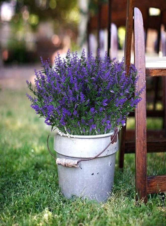 ArtBloom 8 Bundles Outdoor Artificial Lavender Fake Flowers UV Resistant Shrubs, Faux Plastic Greenery for Indoor Outside Hanging Plants Garden Porch Window Box Home Wedding Farmhouse Decor (Purple) - Image 4
