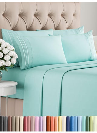 Full 6 Piece Sheet Set  Comfy Breathable  Cooling  Ultra Soft Hotel Luxury Bedding Set w 816 Inch Deep Pockets  1 Flat  1 Fitted Sheet  4 Pillowcases  Wrinkle Free and Easy Care  Spa Blue - pzsku/ZD9326DFEC7C9EF101DA2Z/45/1749490180/12f03c3d-a73e-4008-9090-0b27d9e3e89c