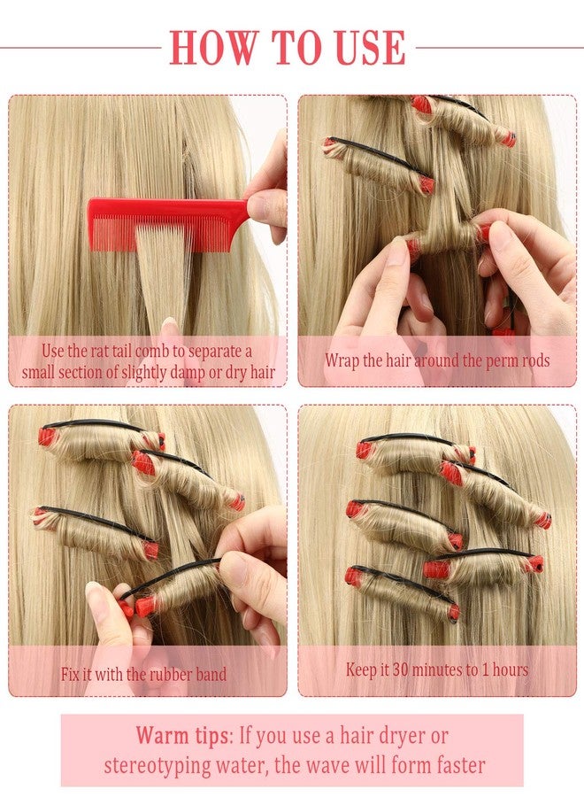 WILLBOND 60 Pcs Perm Rods for Short Long Hair Plastic Cold Wave Perming Curlers Small Hair Curling Rollers with Steel Pintail Rat Tail Kit for Women Hairdressing Styling Supplies(0.2 Inch,Red) - Image 3