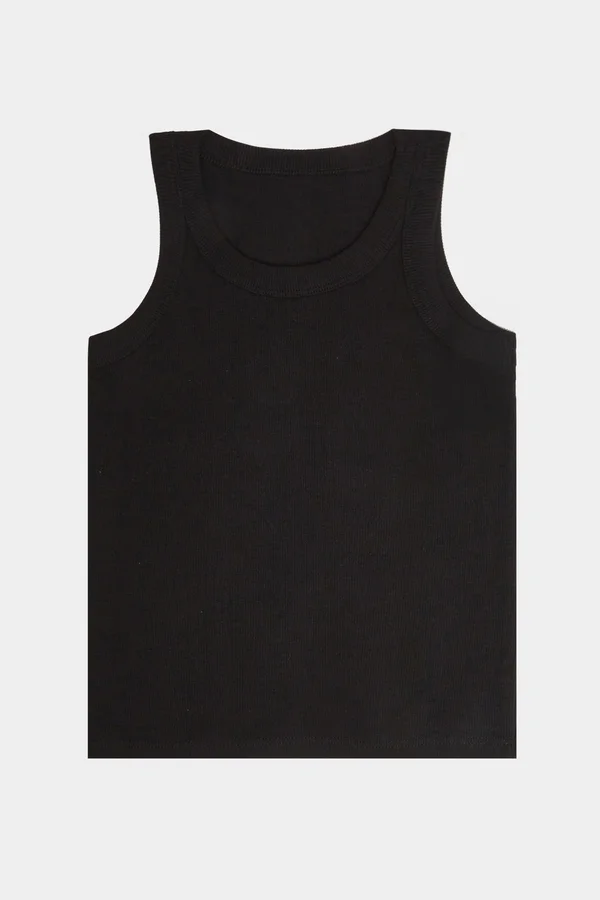 ستايلي Styli Girls Black Cotton Ribbed Vest