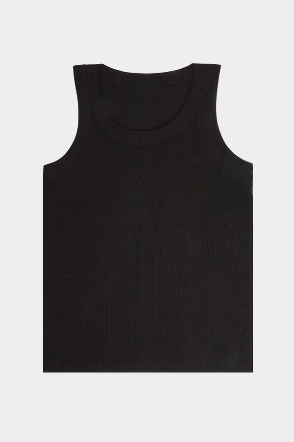 Styli Girls Black Cotton Ribbed Vest - Image 1