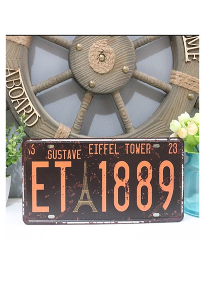 Generic Creativity Vintage Design Car Metal License Plate,ET1889 License Plate, Living Room Bedroom Home Decoration Adhesive DIY Art Wall Mural  - Image 1