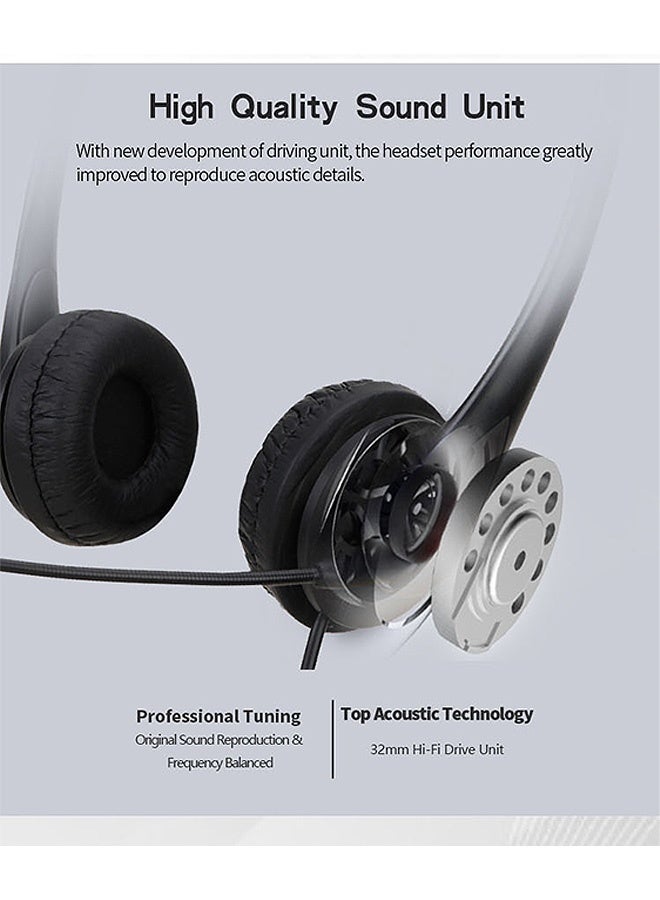 Gecomo Microphone & Noise Cancelling Headphones, Wired Headphones with Microphone, for Office Meetings Chat Call Centers Comfortable Over-Ear Headphones - Image 5