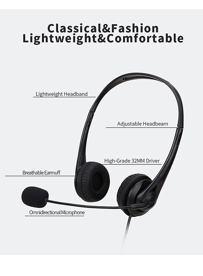Gecomo Microphone & Noise Cancelling Headphones, Wired Headphones with Microphone, for Office Meetings Chat Call Centers Comfortable Over-Ear Headphones - Image 3