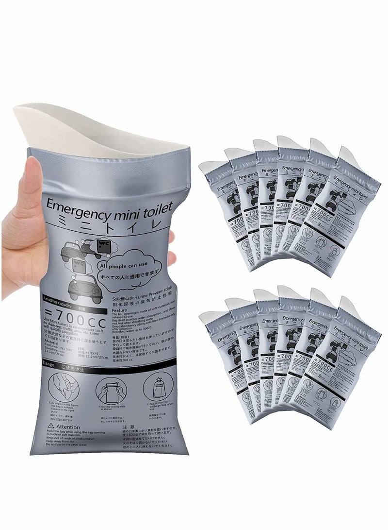 سيوسي حقيبة مبولة للاستعمال مرة واحدة ، أكياس محمولة للتخييم ، أكياس بول للسفر ، حقيبة بول محمولة للطوارئ في حالات الازدحام المروري ، أكياس القيء ، للرجال والنساء والأطفال والمرضى 10 عبوات - Image 1