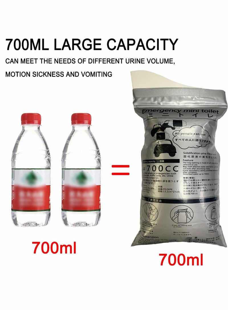 سيوسي حقيبة مبولة للاستعمال مرة واحدة ، أكياس محمولة للتخييم ، أكياس بول للسفر ، حقيبة بول محمولة للطوارئ في حالات الازدحام المروري ، أكياس القيء ، للرجال والنساء والأطفال والمرضى 10 عبوات - Image 4