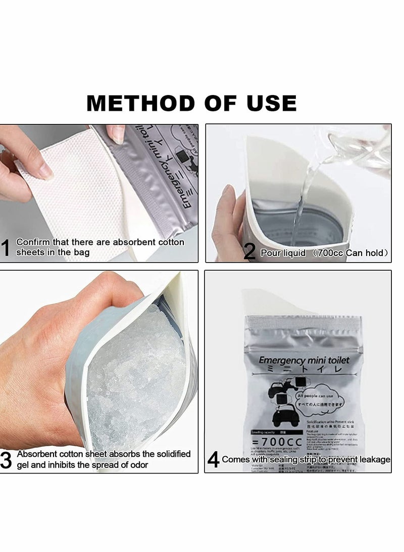 سيوسي حقيبة مبولة للاستعمال مرة واحدة ، أكياس محمولة للتخييم ، أكياس بول للسفر ، حقيبة بول محمولة للطوارئ في حالات الازدحام المروري ، أكياس القيء ، للرجال والنساء والأطفال والمرضى 10 عبوات - Image 3