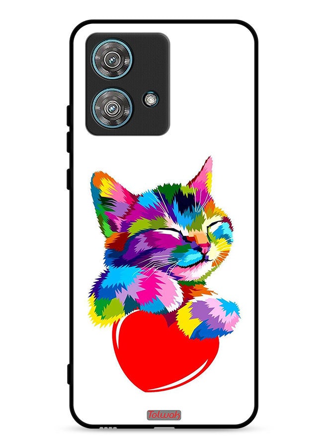 Tolwak Motorola Edge 40 Neo 5G Protective Case Cover Colourful Kitten - Image 1