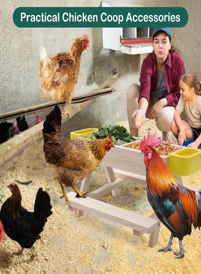Boulphia Wooden Chicken Picnic Table DIY Chicken Feeder Kit with Mesh Bottom, No Waste, Includes Waterer - Image 5