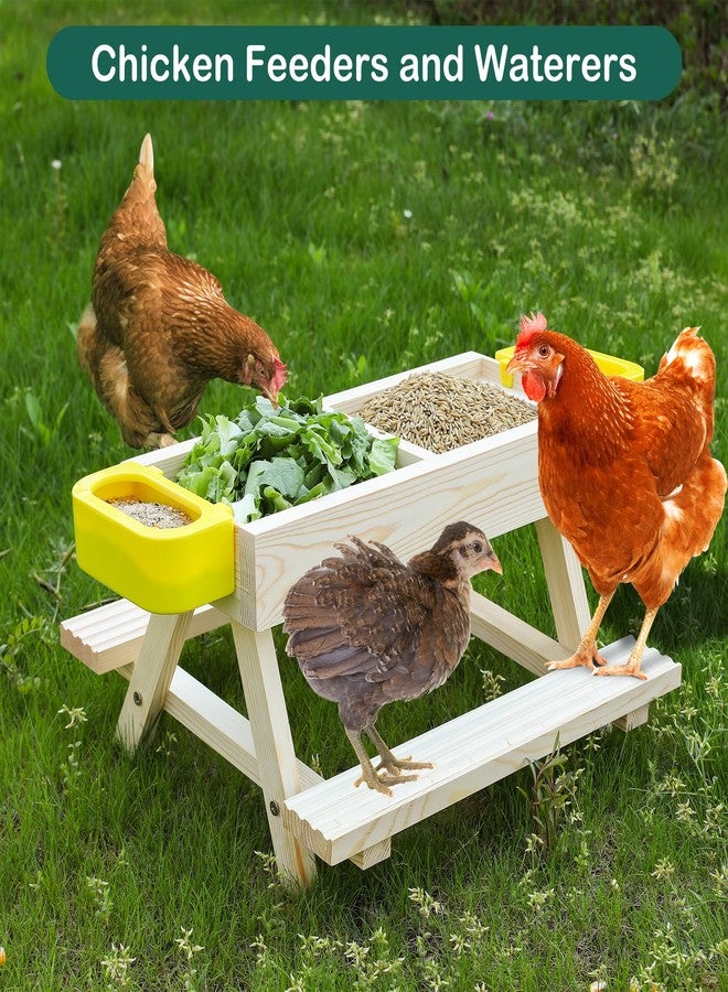 Boulphia Wooden Chicken Picnic Table DIY Chicken Feeder Kit with Mesh Bottom, No Waste, Includes Waterer - Image 4