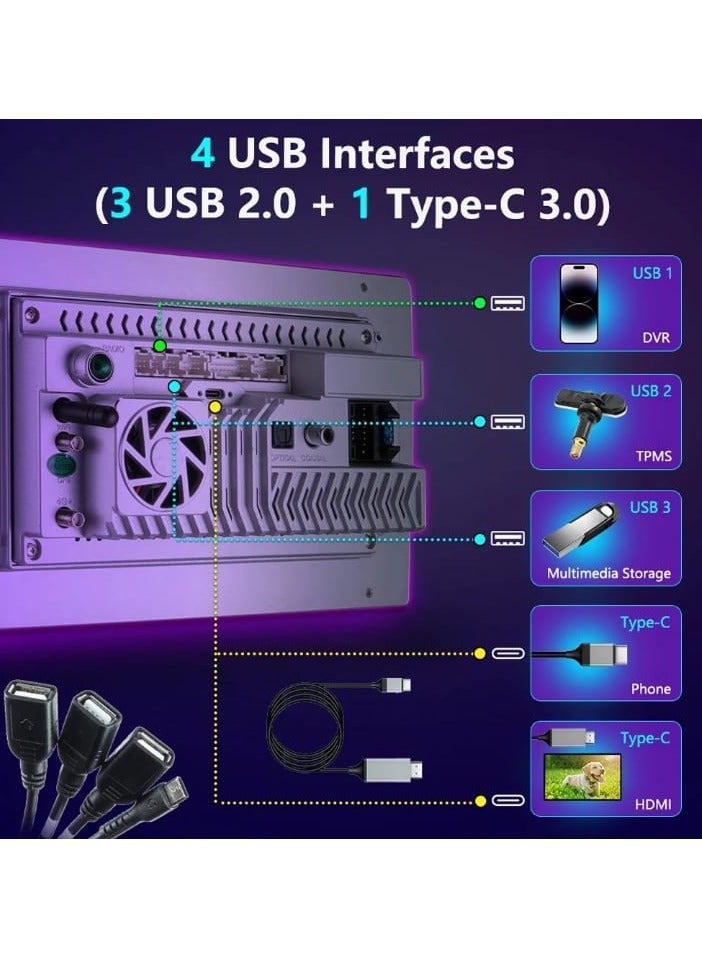 smart one 13-Inch Android Head Unit T100 – 2GB RAM + 32GB Storage, Full HD 1280×720 IPS QLED Display, Cooling Fan, Android Auto & CarPlay, Split Screen, Day/Night Mode, Dual AHD 1080P Rear Cameras, Bluetooth, Wi-Fi, GPS Navigation - Image 5