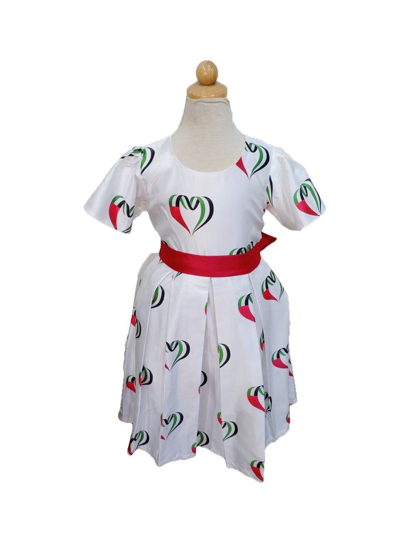 Home Smart Home Smart National Day Flag Pattern White Princess Dress for Girls Celebrate UAE National Day in Style UAE National Dress for National Festive Events 