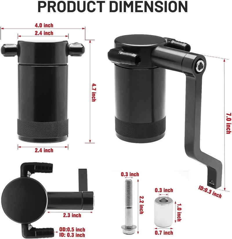 BOMLING 6.4L Billet Oil Catch Can Kit with Z-Bracket Technology for Dodge Charger, Challenger, Chrysler 300 - Black - Image 2