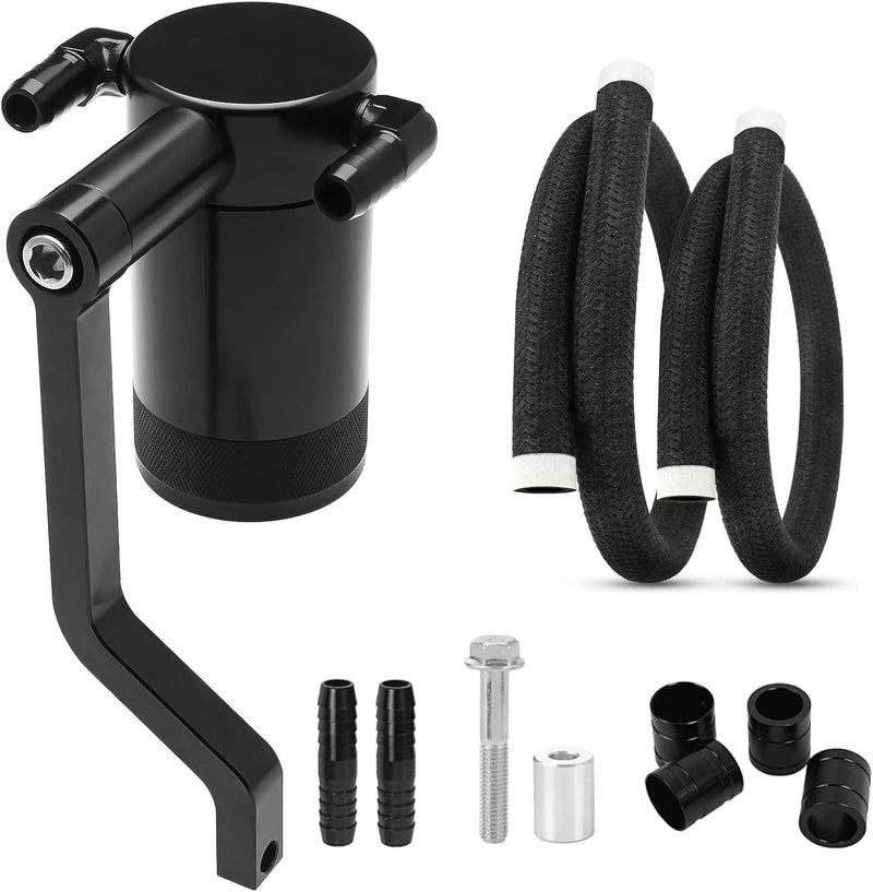 BOMLING 6.4L Billet Oil Catch Can Kit with Z-Bracket Technology for Dodge Charger, Challenger, Chrysler 300 - Black - Image 1