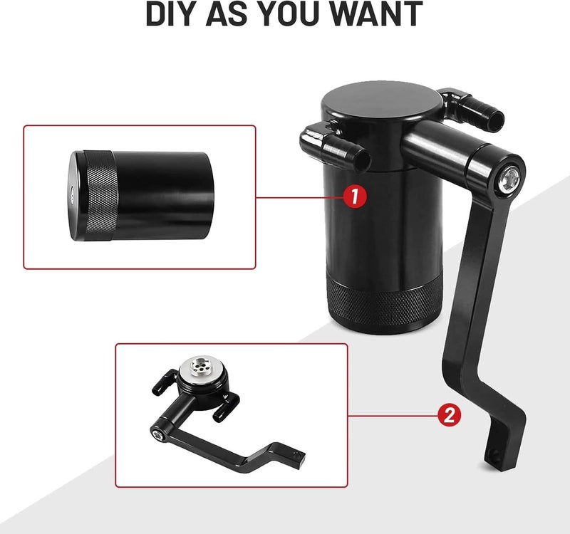 BOMLING 6.4L Billet Oil Catch Can Kit with Z-Bracket Technology for Dodge Charger, Challenger, Chrysler 300 - Black - Image 4