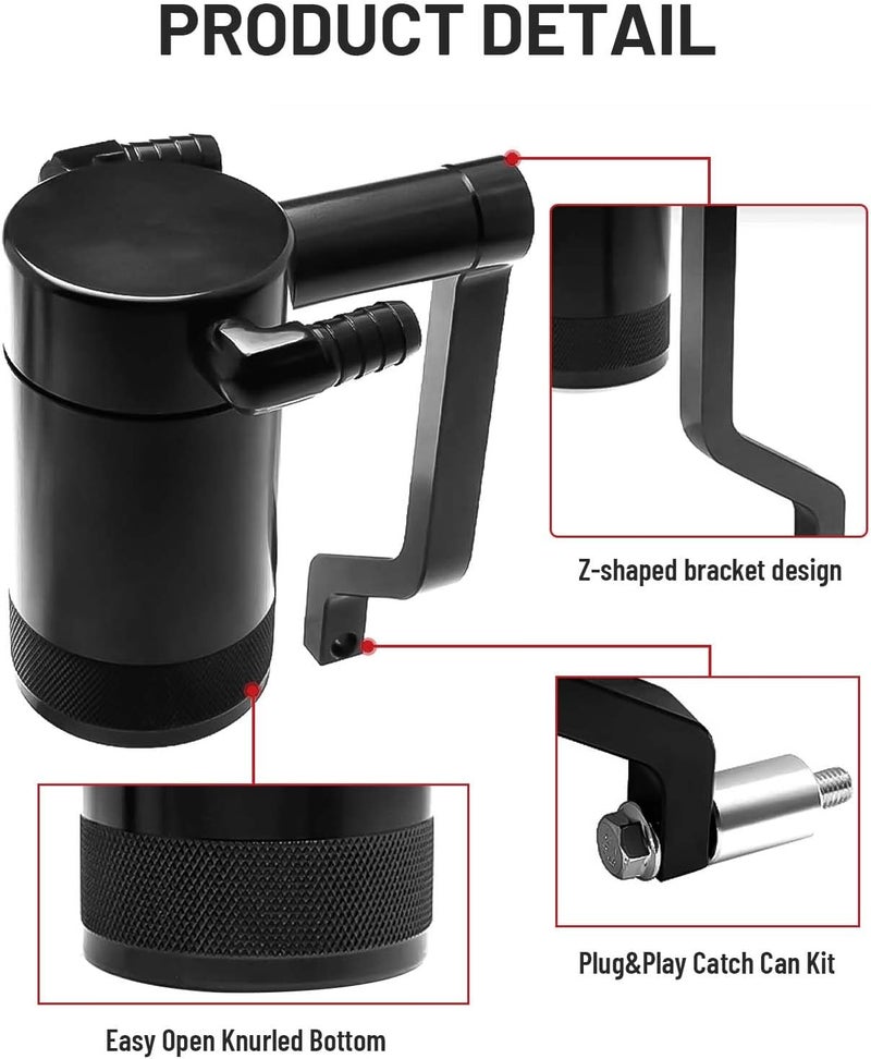 BOMLING 6.4L Billet Oil Catch Can Kit with Z-Bracket Technology for Dodge Charger, Challenger, Chrysler 300 - Black - Image 3