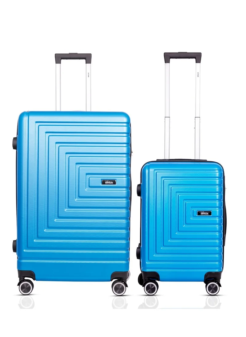 منيك مجموعة حقائب سفر صلبة من قطعتين من Pilgrimage | حقيبة مقصورة 20 بوصة + حقيبة متوسطة 24 بوصة | قفل TSA، عجلات مزدوجة دوارة 360°، مقبض ناعم | أزرق