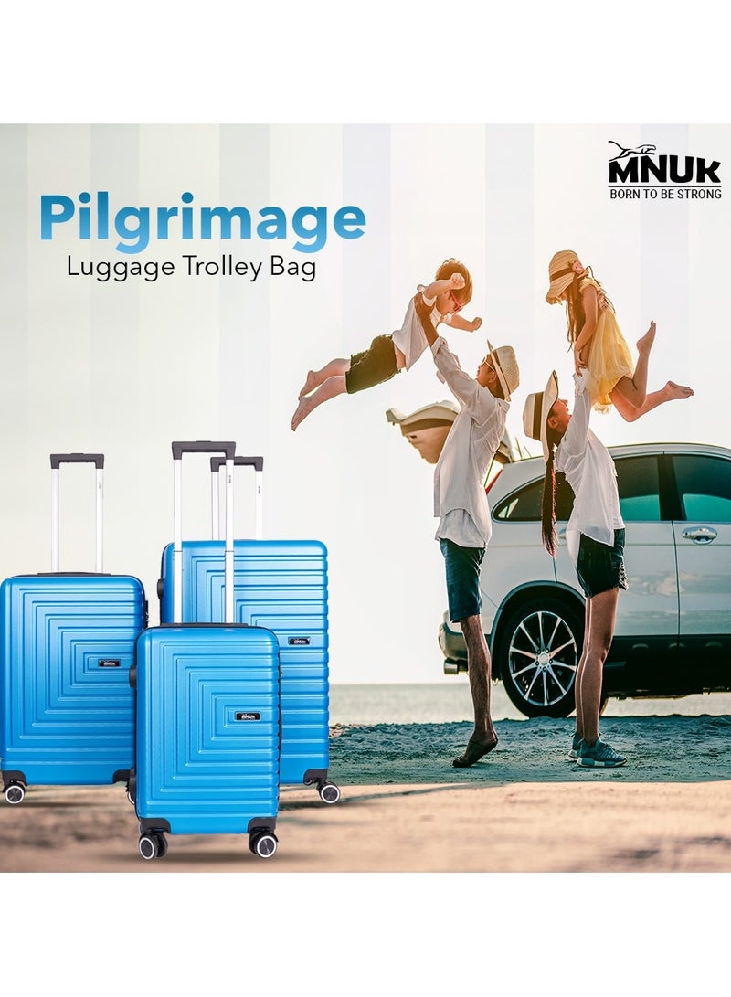 MNUK Pilgrimage Set of 2 Luggage | Cabin-20 Inch, Medium-24 Inch|Hardside Soft Handle Trolley with TSALock |Double 360° 4 Wheeler|Blue - Image 5