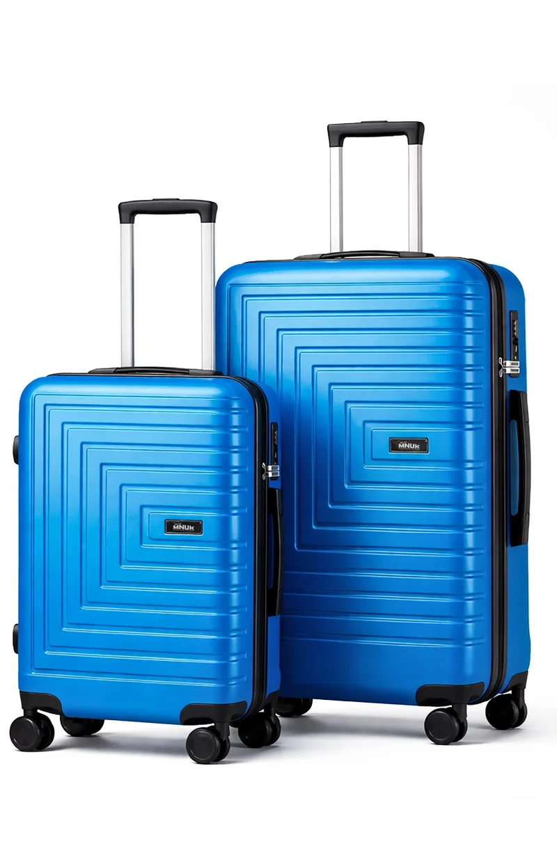 منيك مجموعة حقائب سفر صلبة من قطعتين من Pilgrimage | حقيبة مقصورة 20 بوصة + حقيبة متوسطة 24 بوصة | قفل TSA، عجلات مزدوجة دوارة 360°، مقبض ناعم | أزرق